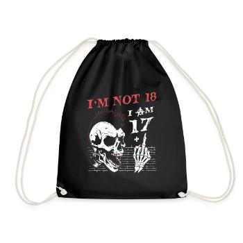 I Am 17 Plus Middle Finger - 18th Birthday - Drawstring Bag - black - Front