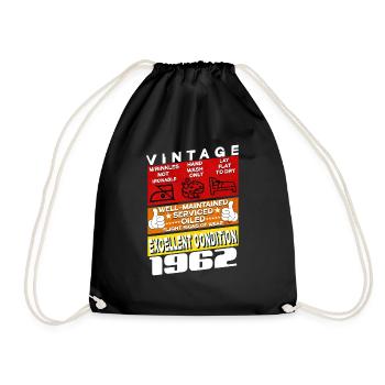 63 years old Vintage 1962 women & men Birthday - Drawstring Bag - black - Front