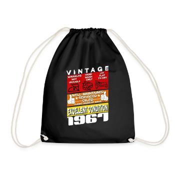 58 years old Vintage 1967 women & men Birthday - Drawstring Bag - black - Front