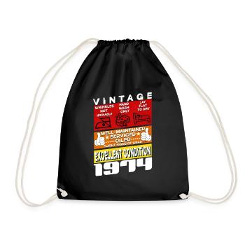 51 years old Vintage 1974 women & men Birthday - Drawstring Bag - black - Front
