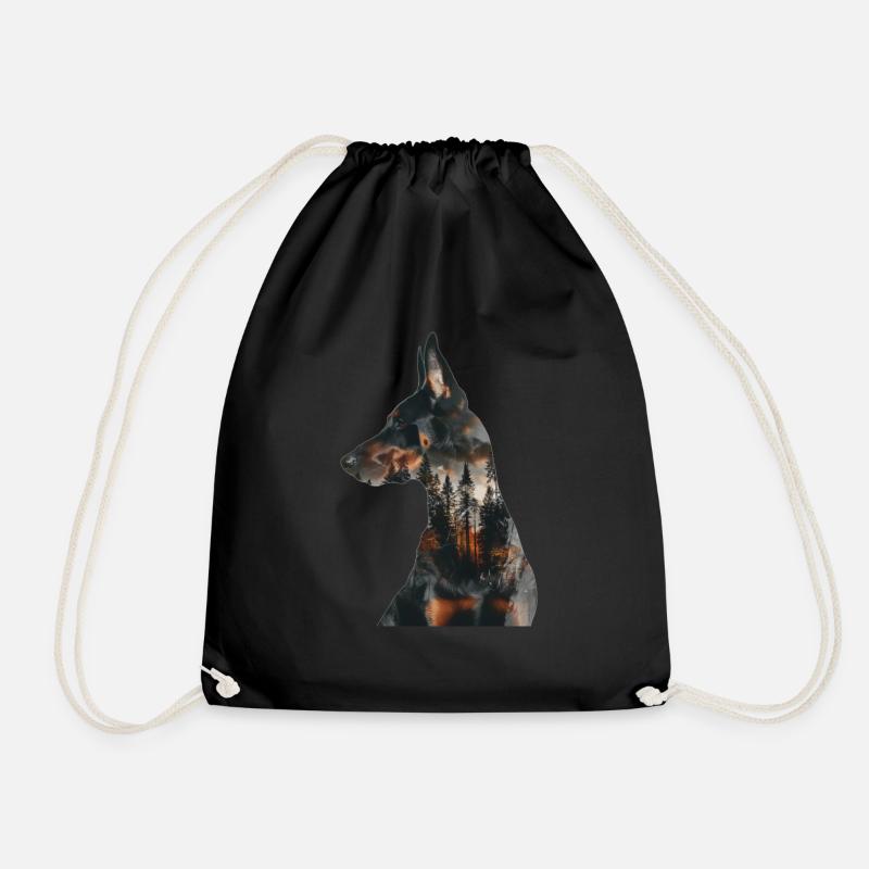 Doberman - Drawstring Bag - black