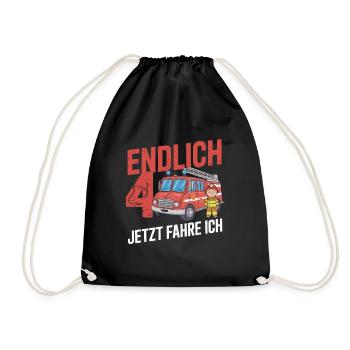 Endlich 4 Jetzt Fahre Ich Feuerwehr - Turnbeutel - Schwarz - Vorne