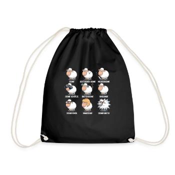 Funny Unsheep Pun Sheep & Flock of Sheep - Drawstring Bag - black - Front