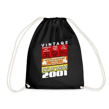 24 years old Vintage 2001 women & men Birthday - Drawstring Bag - black - Front