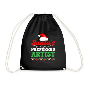 Funny Art Painter Santa ́s Preferred Artist Drawing - Drawstring Bag - black - Front