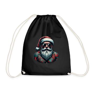 Père Noël tatoué encré Noël - Sac de sport léger - noir - Devant