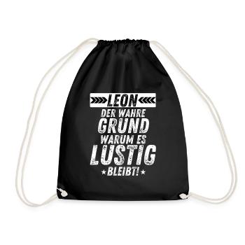 Leon Vorname Beliebt Der Wahre Grund Fun Party - Turnbeutel - Schwarz - Vorne