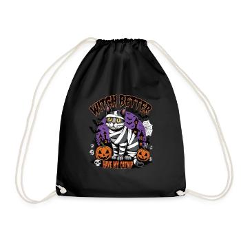 Halloween Cat Forget Candy Give Me A Cat - Drawstring Bag - black - Front