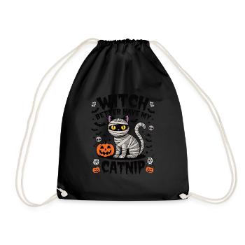 Halloween Cat Forget Candy Give Me A Cat - Drawstring Bag - black - Front