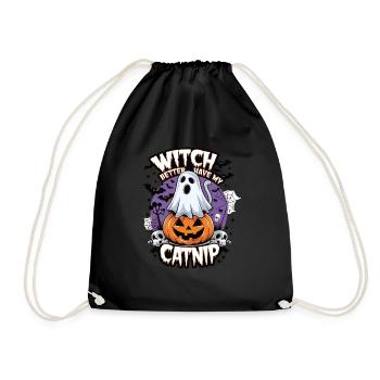 Halloween Cat Forget Candy Give Me A Cat - Drawstring Bag - black - Front