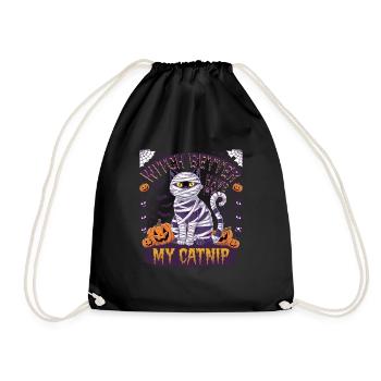 Halloween Cat Forget Candy Give Me A Cat - Drawstring Bag - black - Front