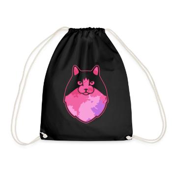 Cute Ragamuffin cat Face - Drawstring Bag - black - Front