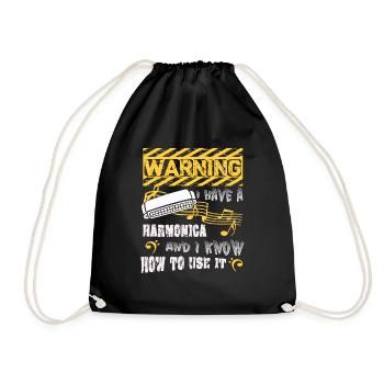 I Have A Harmonica And I Know How To Use It - Drawstring Bag - black - Front