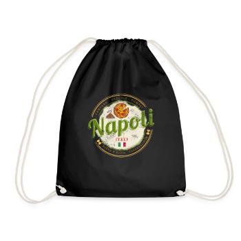 Neapel Italien Vesuv und Pizza Vintage Souvenir - Turnbeutel - Schwarz - Vorne