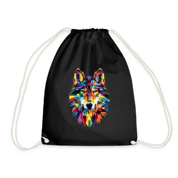Wolf - Drawstring Bag - black - Front