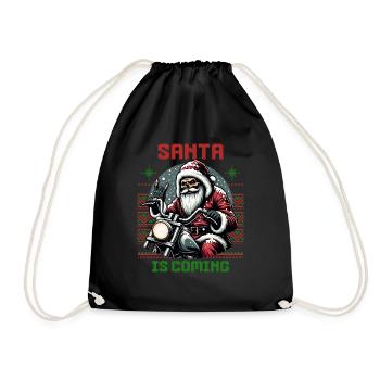 Motorcycle Santa Claus Biker Christmas - Drawstring Bag - black - Front