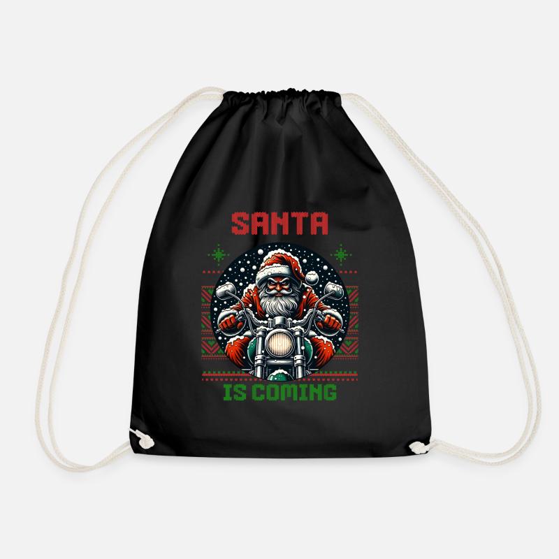 Motorrad Weihnachtsmann Biker Weihnachten - Turnbeutel - Schwarz