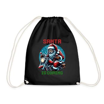 Motorcycle Santa Claus Biker Christmas - Drawstring Bag - black - Front