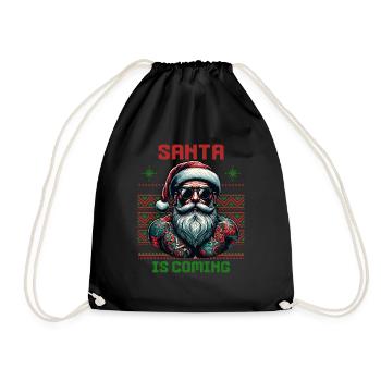 Père Noël tatoué encré Noël - Sac de sport léger - noir - Devant