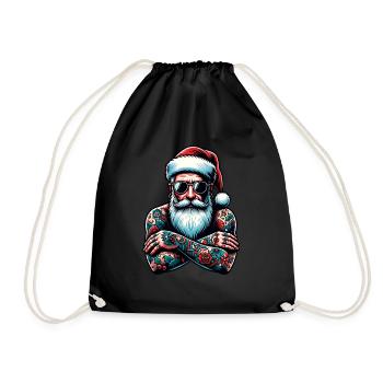 Père Noël tatoué encré Noël - Sac de sport léger - noir - Devant