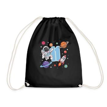 11th Birthday Boys Astronaut Birthday - Drawstring Bag - black - Front