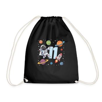 11th Birthday Boys Astronaut Birthday - Drawstring Bag - black - Front