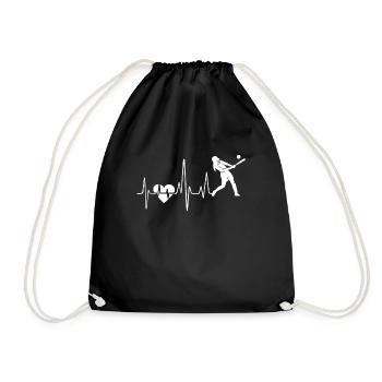 Softball Softball Heartbeat Baseball - Drawstring Bag - black - Front