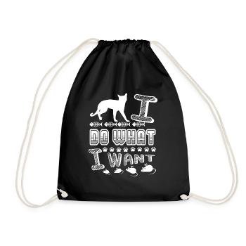 Russian Blue Cat Russian Blue Cat I Do What I Want - Drawstring Bag - black - Front