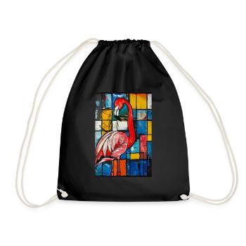 Flamingo - Drawstring Bag - black - Front