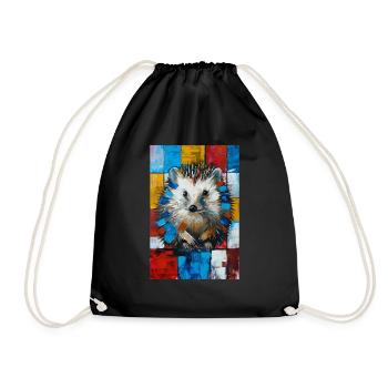 Hedgehog - Drawstring Bag - black - Front