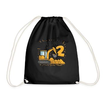 2ème anniversaire garçon 2 ans excavatrice chantier - Sac de sport léger - noir - Devant