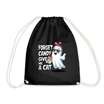 Halloween Cat Forget Candy Give Me A Cat - Drawstring Bag - black - Front