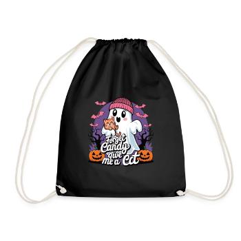 Halloween Cat Forget Candy Give Me A Cat - Drawstring Bag - black - Front