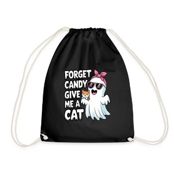 Halloween Cat Forget Candy Give Me A Cat - Drawstring Bag - black - Front