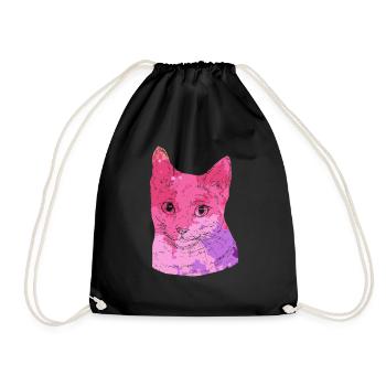 Cat Russian Blue Cat Colorful - Drawstring Bag - black - Front