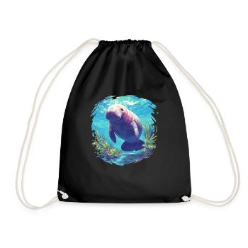Seekuh Manatees Manatee - Drawstring Bag - black - Front