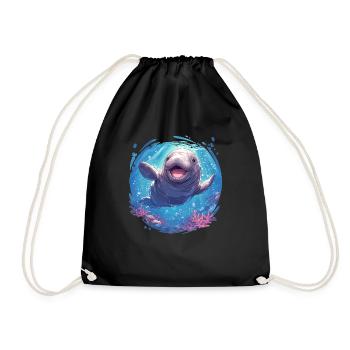 Seekuh Manatees Manatee - Drawstring Bag - black - Front