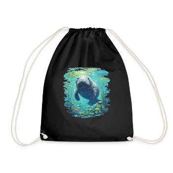 Seekuh Manatees Manatee - Drawstring Bag - black - Front
