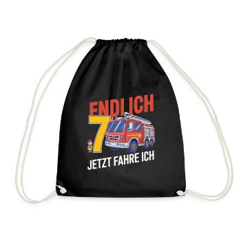 Endlich 7 Jetzt Fahre Ich Feuerwehr - Turnbeutel - Schwarz - Vorne