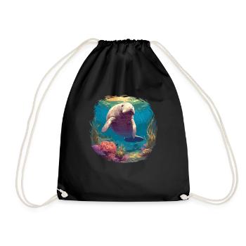 Seekuh Manatees Manatee - Drawstring Bag - black - Front