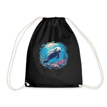 Seekuh Manatees Manatee - Drawstring Bag - black - Front