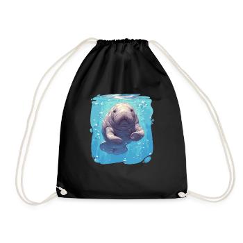 Seekuh Manatees Manatee - Drawstring Bag - black - Front
