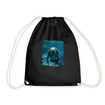 Seekuh Manatees Manatee - Drawstring Bag - black - Front