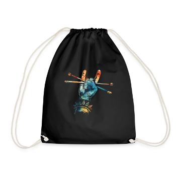 Drums Drums Drumstick Drummer Music Band Rock - Drawstring Bag - black - Front
