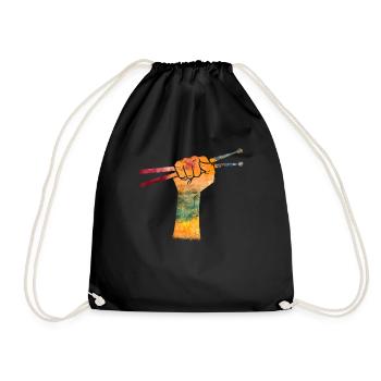 Drums Drums Drumstick Drummer Music Band Rock - Drawstring Bag - black - Front