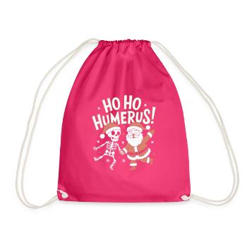 Ho Ho Humerus - Lustiges Skelett-Weihnachtsdesign - Turnbeutel - Fuchsia - Vorne