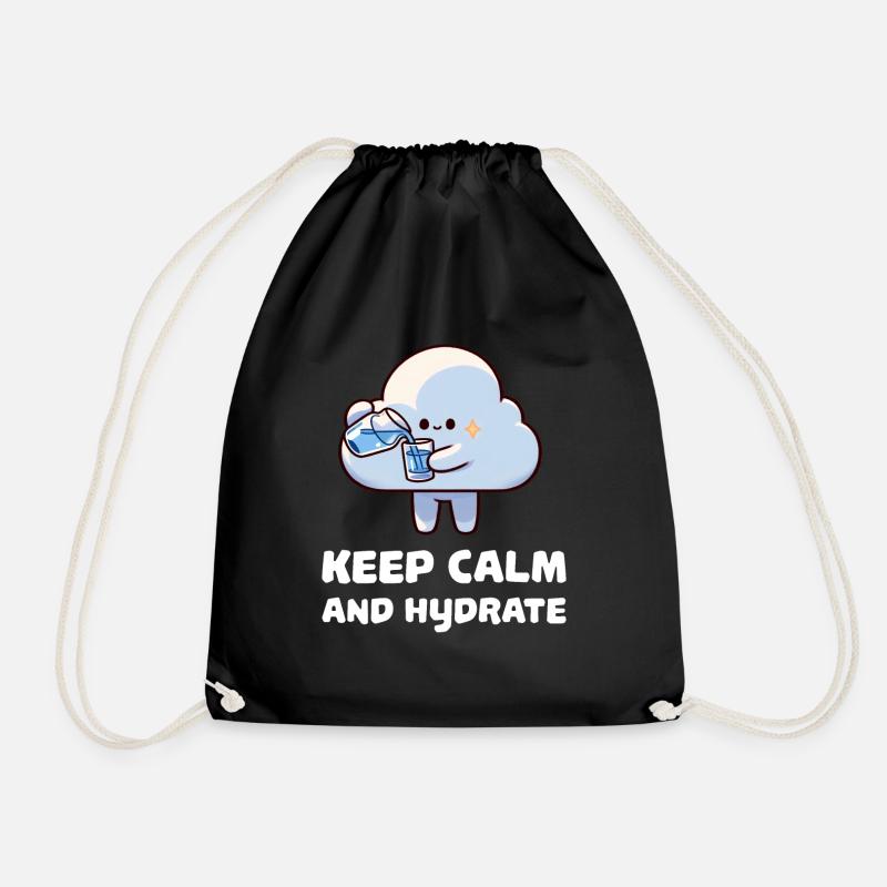 keep calm and hydrate - Drawstring Bag - black