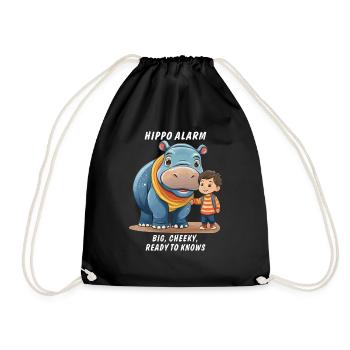 HIPPO ALARM BIG CHEEKY READY TO KNOWS - Drawstring Bag - black - Front
