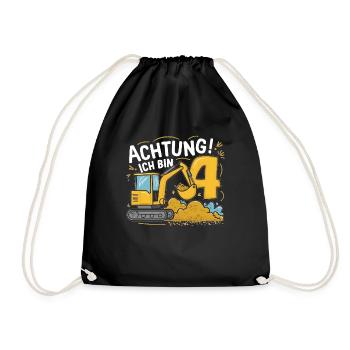 4ème anniversaire garçon 4 ans chantier d’excavatrice - Sac de sport léger - noir - Devant