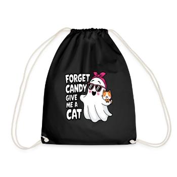 Halloween Cat Forget Candy Give Me A Cat - Drawstring Bag - black - Front